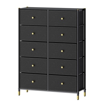 COMMOD classic 5F-10D-BLACK/GOLD-89x30x120 комод семейный плюс