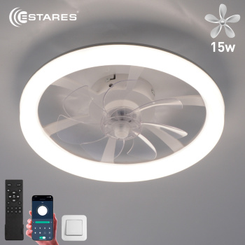 Управляемая светодиодная люстра с вент. FAN SIMPLE 45W+15W R-APP-460x120-WHITE/WHITE-220-IP20
