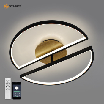 Управляемая светодиодная люстра  WOODY LOFT 75W 3R-APP-500x135-BLACK WOOD-220-IP20