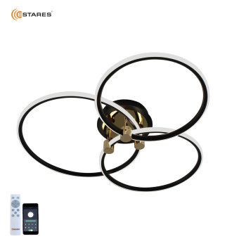 Управляемый светодиодный светильник LUNE 70W 3R-APP-600x480x130-BLACK GOLD WHITE-220-IP20