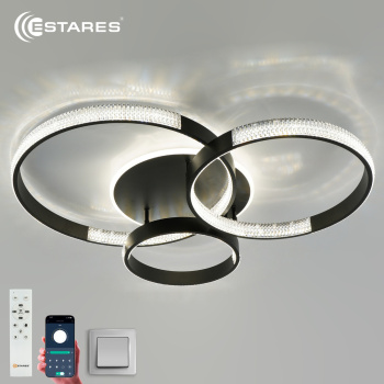 Управляемая светодиодная люстра MISS 120W 4R-APP-800x690x115-BLACK/CLEAR-220-IP20