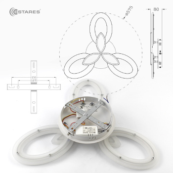 Управляемая светодиодная люстра  AURORA DOUBLE 60W 3F-APP-575x80-WHITE WHITE-220-IP20