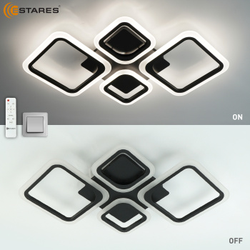 Управляемая светодиодная люстра OVAL 80W 4S-RC-725x423x55-BLACK WHITE-220-IP20