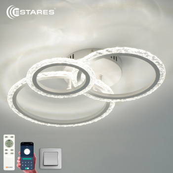 Управляемая светодиодная люстра TRIO 70W 3R APP-510x380x107-WHITE/CLEAR-220-IP20