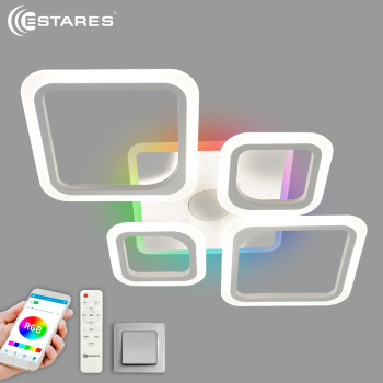 Управляемая светодиодная музыкальная люстра OVAL RGBmusic 85W 5S-APP-725x460x80-WHITE/WHITE-220-IP20