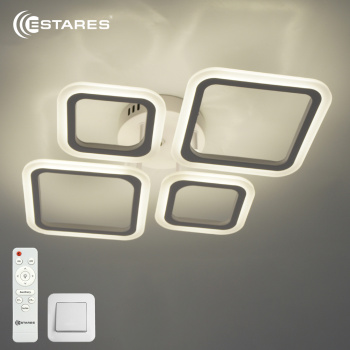 Управляемая светодиодная люстра OVAL 60W 4S-RC-600x445x95-WHITE/WHITE-220-IP20