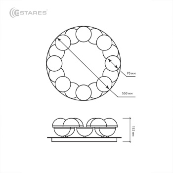Управляемый светодиодный светильник MOLECULA 120W R-550-CHROME WHITE-220-IP40