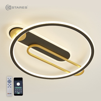 Управляемый светодиодный светильник MENSOLA 80W R-APP-530*450*60-BKACK/GOLD/WHITE-220-IP20