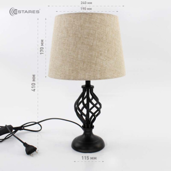 Настольная лампа DUBLIN 1xE27 R-115x240x410-BLACK BEIGE-220-IP20