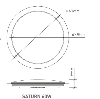 Управляемый светодиодный светильник SATURN 60W R-555-SHINY-220V-IP44 (новый размер)