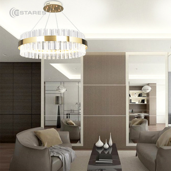 Управляемая светодиодная люстра SOFIA 150W R-APP-800x1000-GOLD CLEAR-220-IP20