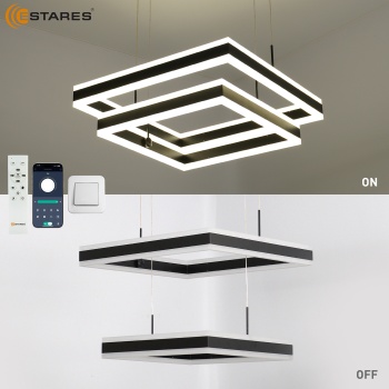 Управляемая светодиодная люстра STELLA 180W 2S-APP-500x500x1200-BLACK WHITE-220-IP20