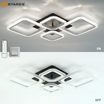 Управляемая светодиодная люстра OVAL prizma 80W 4S-RC-725x423x80-WHITE BLACK CLEAR-220-IP20