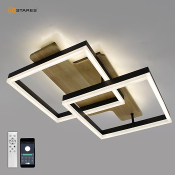 Управляемая светодиодная люстра  WOODY LOFT 85W 2S-APP-500x430x135-BLACK W00D-220-IP20